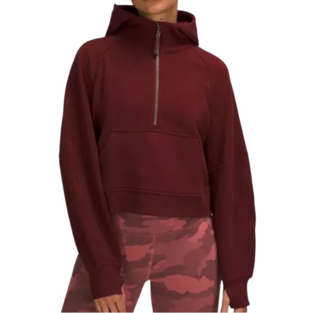 Lululemon Half Zip Oversized Scuba Hoodie in Red Merlot M/L